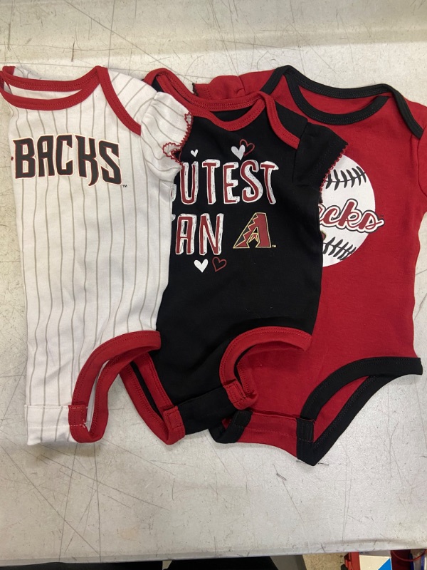 Photo 1 of 3PC SET - GIRLS SIZE 3/6M - TEAM ATHLETIC GENUINE MERCHANDISE - BABY/GIRL ONESIES 