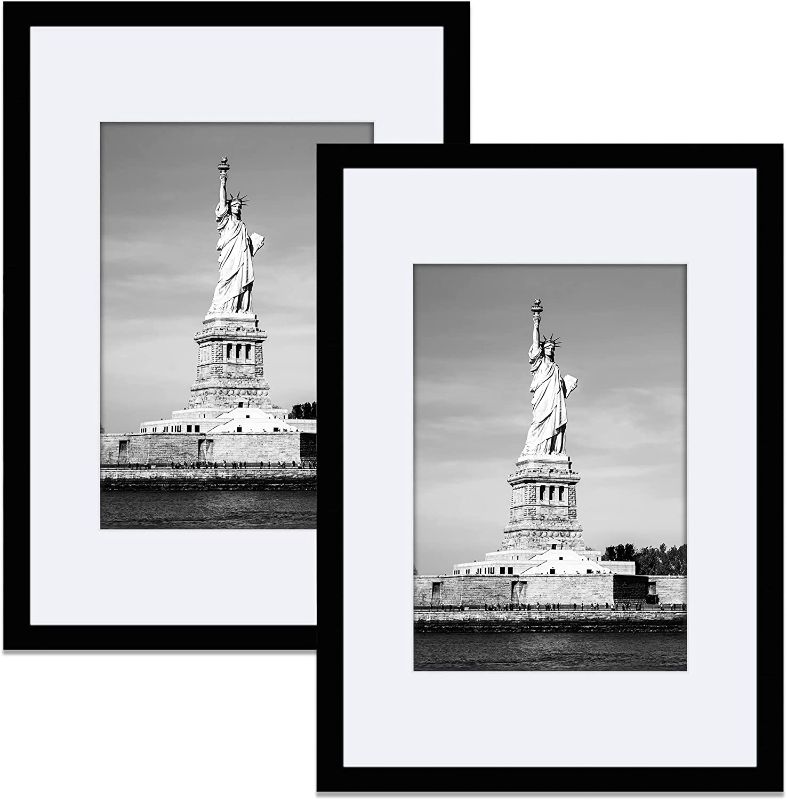 Photo 1 of ENJOYBASICS 11x17 Picture Frame Black Poster Frame,Display Pictures 8x12 with Mat or 11x17 Without Mat,Wall Gallery Photo Frames,2 Pack
