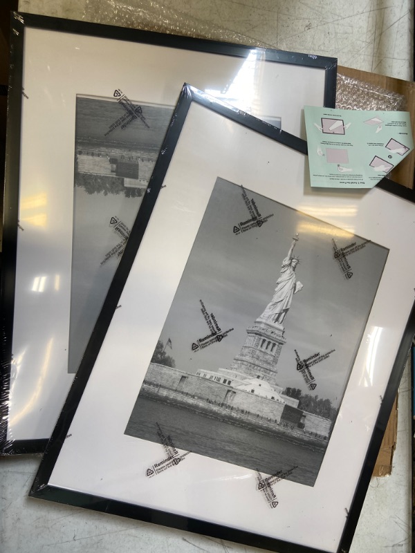 Photo 1 of ENJOYBASICS 11x17 Picture Frame Black Poster Frame,Display Pictures 8x12 with Mat or 11x17 Without Mat,Wall Gallery Photo Frames,2 Pack
