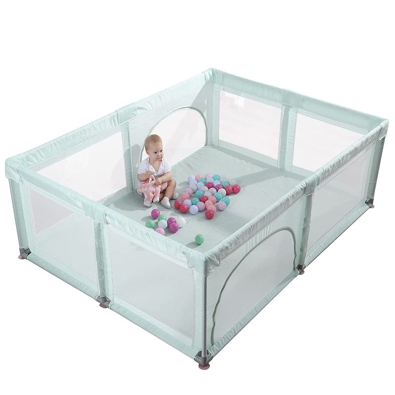 Photo 1 of Calody Baby Playpen, Playpen for Babies, Extra Large Play Yard for Infants Toddlers, Indoor Safety Kids Activity Center, Anti Fall Baby Fence with Window Gate / ONLY PACKAGING HAS MINIMAL DAMAGE /  COLOR UNKNOWN / STOCK PHOTO IS FOR REFERENCE ONLY / 
