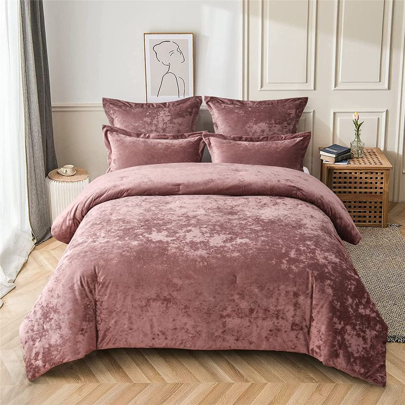 Photo 1 of  Velvet Comforter Set, Distressed Velvet Face and Brushed Microfiber Reverse / SIZE UNKNOWN
