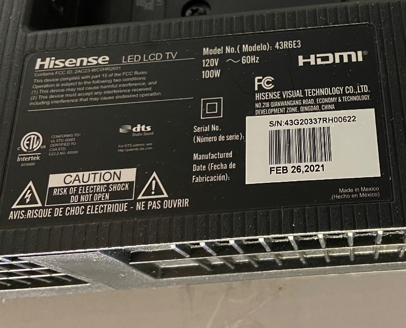 Photo 1 of Hisense 43 Class 4K UHD LCD Roku Smart TV HDR R6 Series 43R6E3
