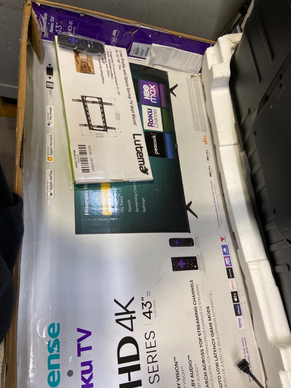 Photo 1 of Hisense 43 Class 4K UHD LCD Roku Smart TV HDR R6 Series 43R6E3
