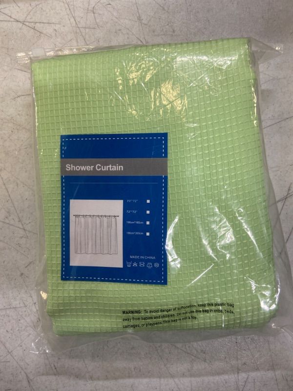 Photo 2 of Liveland Waterproof Shower Curtain Patterned Weave Polyester/Cotton Blend Fabric (Light Green) LL-SC01-WF
