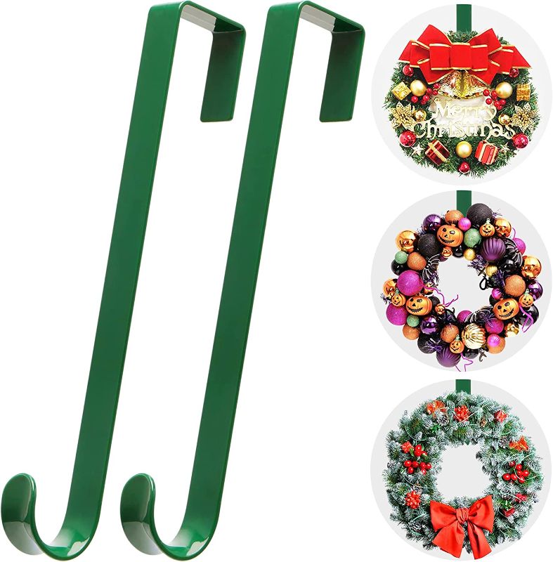 Photo 1 of (4 TOTAL) 12 in Wreath-Hangers for Front Door,Non-Scratch-Wreath-Door-Hanger, Durable Wreath Hanger Hook for Fall Christmas Easter Valentines Decorations,Over the Door Hooks for Front Door Décor Outdoor
