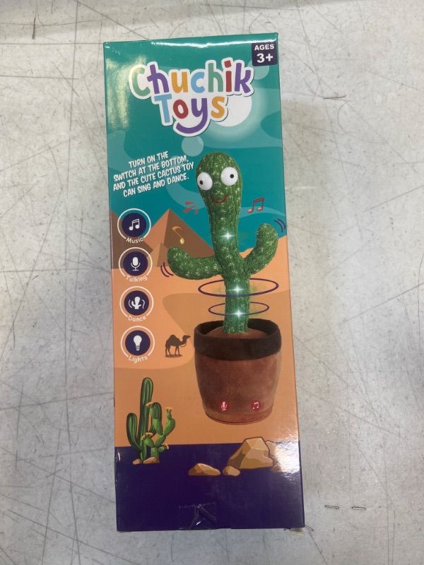 Photo 2 of Chuchik Dancing Talking Cactus Toy for Babies – 60 Songs the Singing Cactus Toy with 3 Changeable Outfits – Plush Wiggle Dancing Talking Repeating Mimicking Cactus Toy with Glowing LED Lights (1 Pack) / PRODUCT IS FACTORY SEALED
