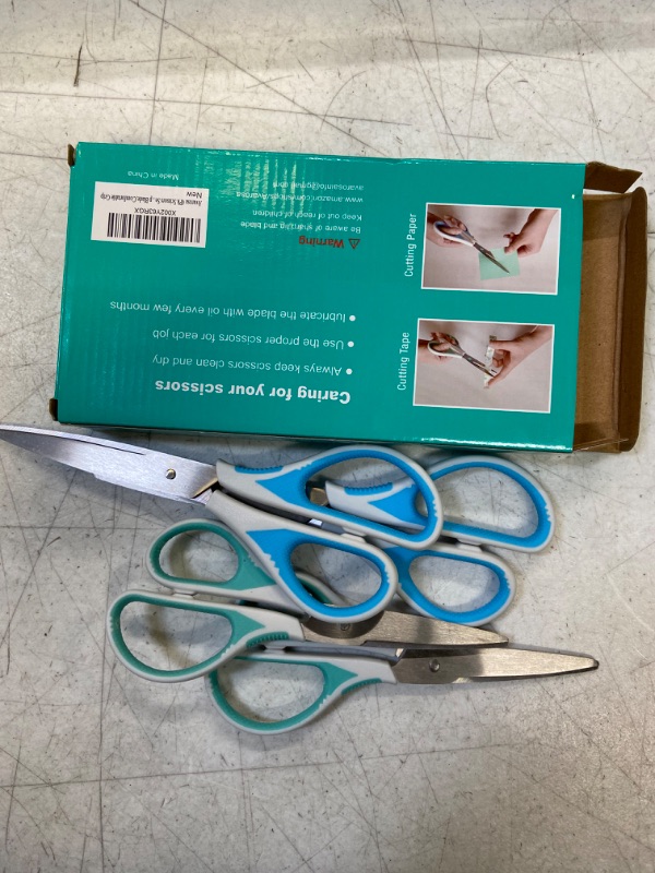 Photo 3 of Scissors All Purpose, Craft Office Kitchen Fabric Scissors for Daily Use, Office School Sewing Students Teacher Supplies, Sharp Stainless Steel Blade, Soft Grip Handle, 4 Pack, 6.8"/8"
