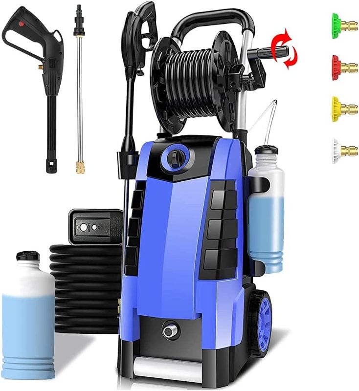 Photo 1 of mrliance Electric Pressure Washer 1.9GPM Power Washer 1800W High Pressure Washer Cleaner Machine with 5 Interchangeable Nozzle & Hose Reel, Best for Cleaning Patio, Garden,Yard
