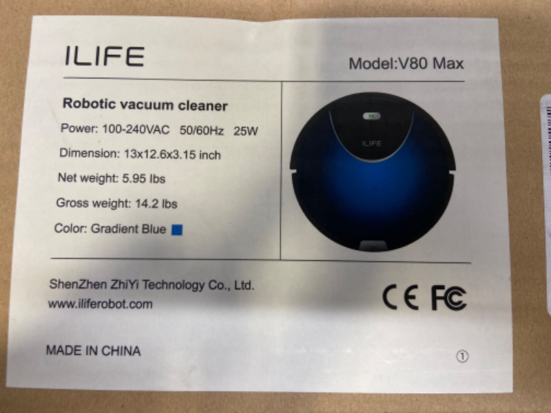 Photo 4 of ILIFE V80 Max Robot Vacuum Cleaner, Wi-Fi Connected, 2000Pa Max Suction, Works with Alexa, 750ml Dustbin, Tangle-Free Suction Port, Self-Charging, Ideal for Hard Floor, Pet Hair and Low Pile Carpet
