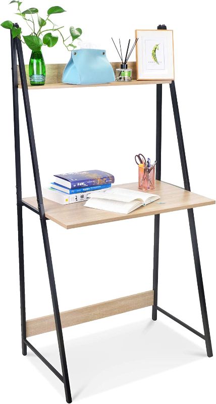 Photo 1 of SpringSun 2-Tier Ladder Computer Desk with Storage Bookshelf, Modern Writting Table for Office and Home
