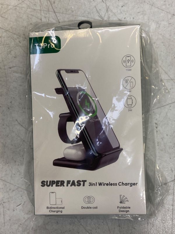 Photo 1 of ORIA Wireless Charger, 3 in 1 Foldable Wireless Charging Stand, 15W Fast Wireless Charger, Compatible for iPhone 11/12/13/14/Pro/Max/i Watch/Earphone (Wall Plug Not Included)
