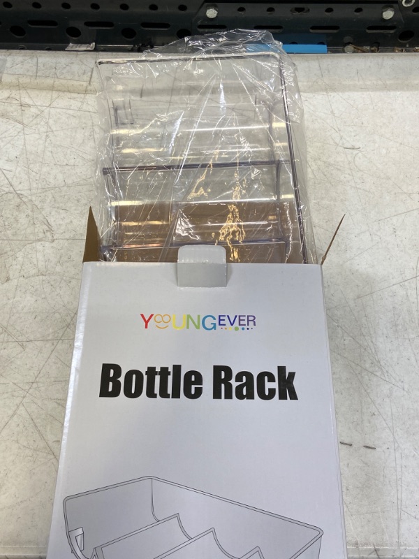 Photo 1 of Youngever Plastic Water Bottle Organizer, Clear Bottle Rack Organizer, Plastic Wine Rack, Stackable 4 Bottle Storage Holder Rack for Water, Wine and D
