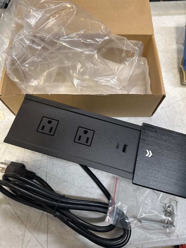 Photo 4 of Recessed Power Strip, Desktop Power Grommet Hub Connectivity Box, Table Outlet with 2 AC Outlets and 2 USB Ports, Outlet for Countertop, Kitchen Island, Office, Workshop, Conference
