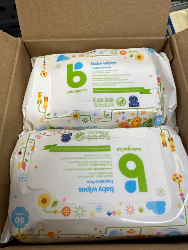 Photo 2 of Baby Wipes, Babyganics Unscented Diaper Wipes , 400 Count, (5 Packs of 80), Non-Allergenic and formulated with Plant Derived Ingredients Wipes 400 Count (Pack of 1)