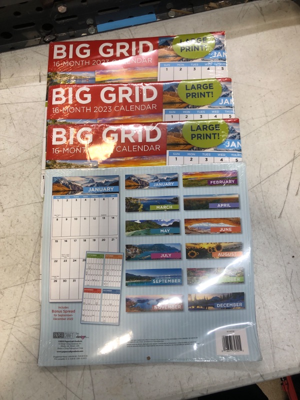 Photo 2 of ** 4 COUNT 2023 Big Grid Wall Calendar for Planning, Scheduling, and Organizing