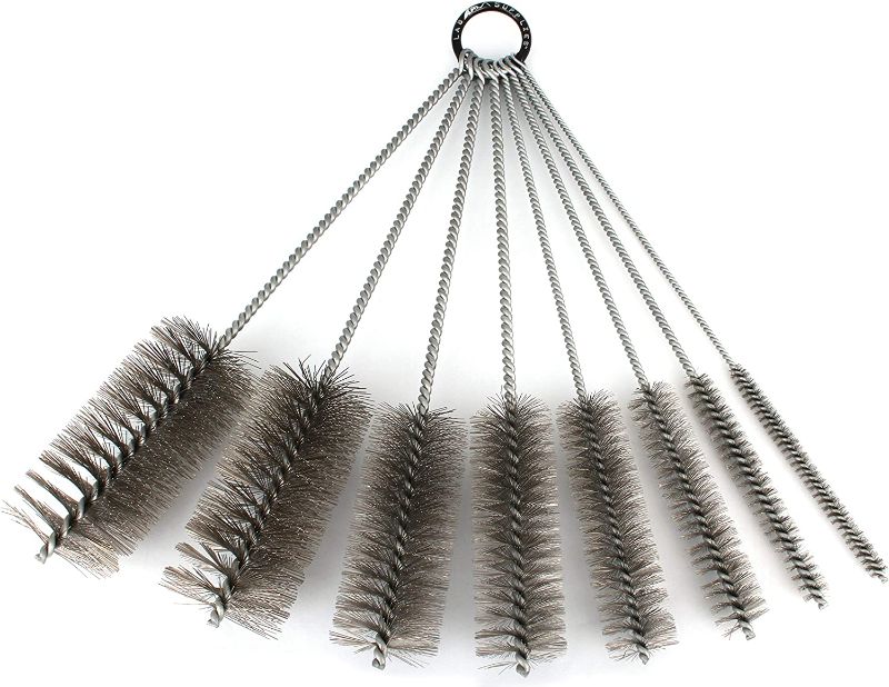 Photo 1 of 12 Inch Pipe Cleaning Brush Set with Stainless Steel Bristles, 8 Piece Variety Pack | for Auto Parts, Bottles, Guns, Tubes, etc.
