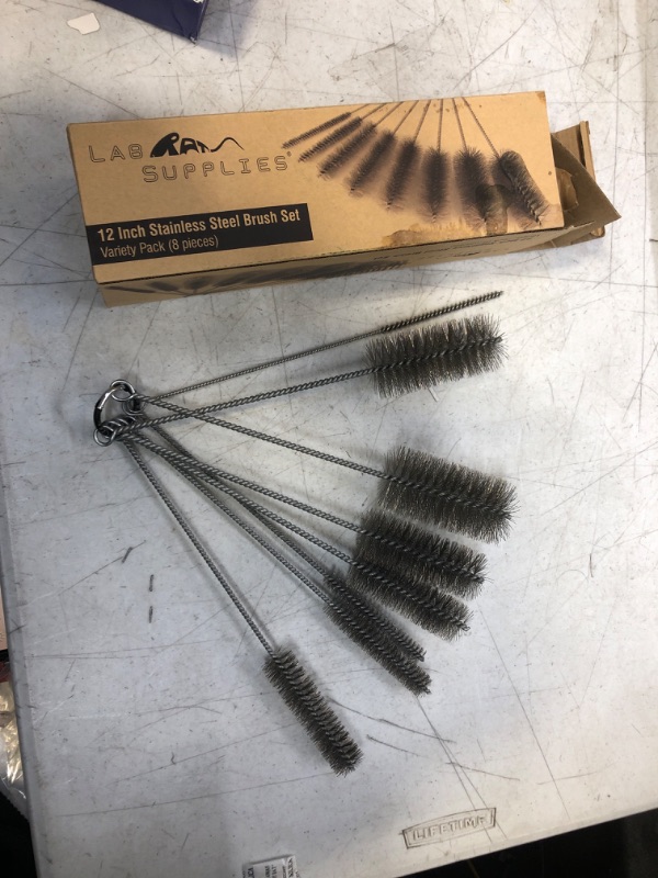 Photo 2 of 12 Inch Pipe Cleaning Brush Set with Stainless Steel Bristles, 8 Piece Variety Pack | for Auto Parts, Bottles, Guns, Tubes, etc.
