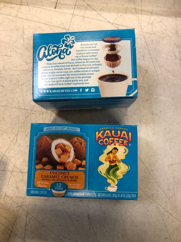 Photo 2 of 2 COUNT Kauai Coffee Coconut Caramel Crunch K-Cup Coffee Pods, Medium Roast, 12 Ct EXP 10 19 2023
