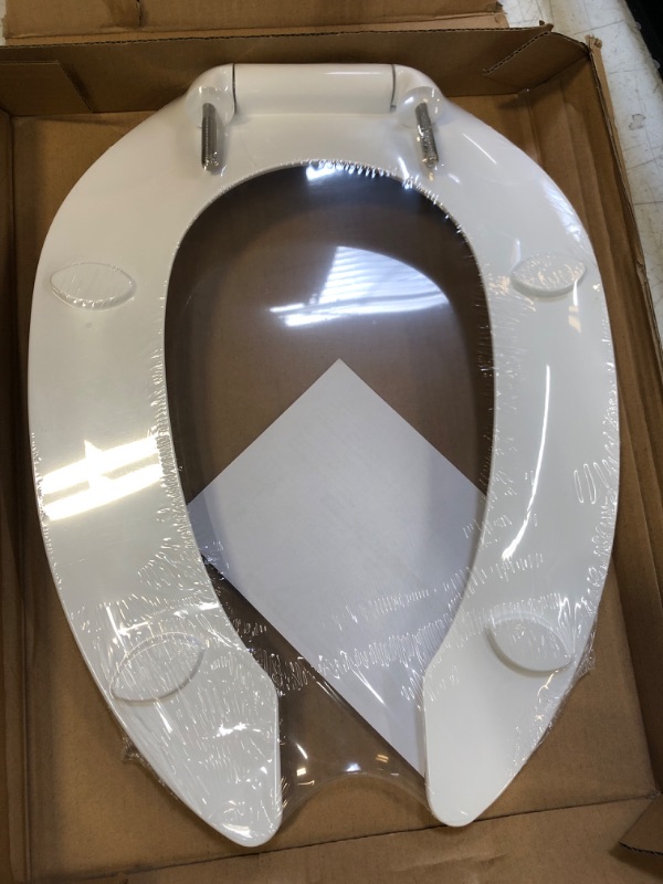 Photo 3 of BEMIS 1955CT Commercial Heavy Duty Open Front Toilet Seat will Never Loosen & Reduce Call-backs, ELONGATED, Plastic, White

