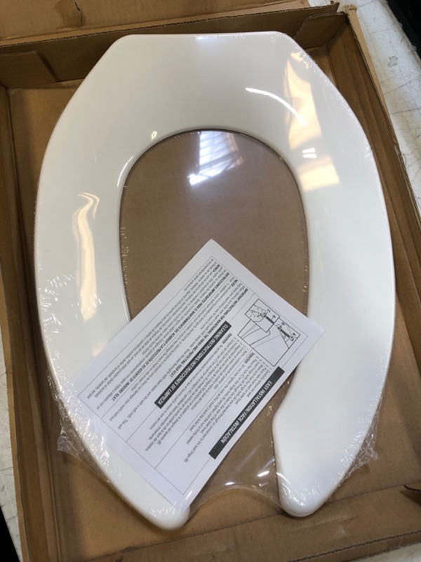 Photo 2 of BEMIS 1955CT Commercial Heavy Duty Open Front Toilet Seat will Never Loosen & Reduce Call-backs, ELONGATED, Plastic, White
