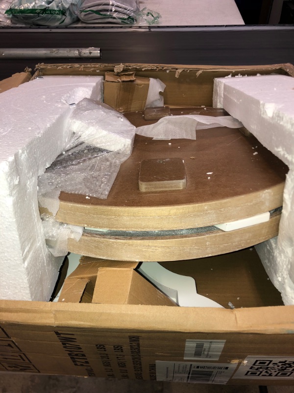 Photo 1 of Wnutrees Farmhouse Round Accent End Table, Rustic Side Table Nightstands for Living Room Bedroom, Wood Tray Top, Handcrafted Finish, Set of 2, White Set White