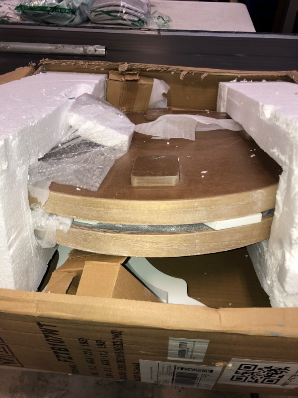 Photo 1 of Wnutrees Farmhouse Round Accent End Table, Rustic Side Table Nightstands for Living Room Bedroom, Wood Tray Top, Handcrafted Finish, Set of 2, White Set White