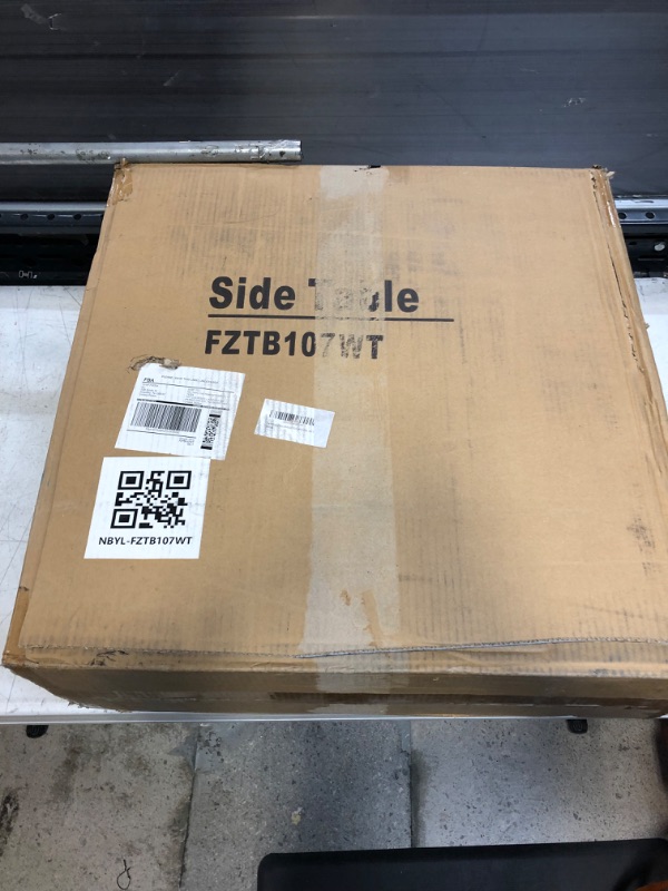 Photo 1 of Wnutrees Farmhouse Round Accent End Table, Rustic Side Table Nightstands for Living Room Bedroom, Wood Tray Top, Handcrafted Finish, Set of 2, White Set White