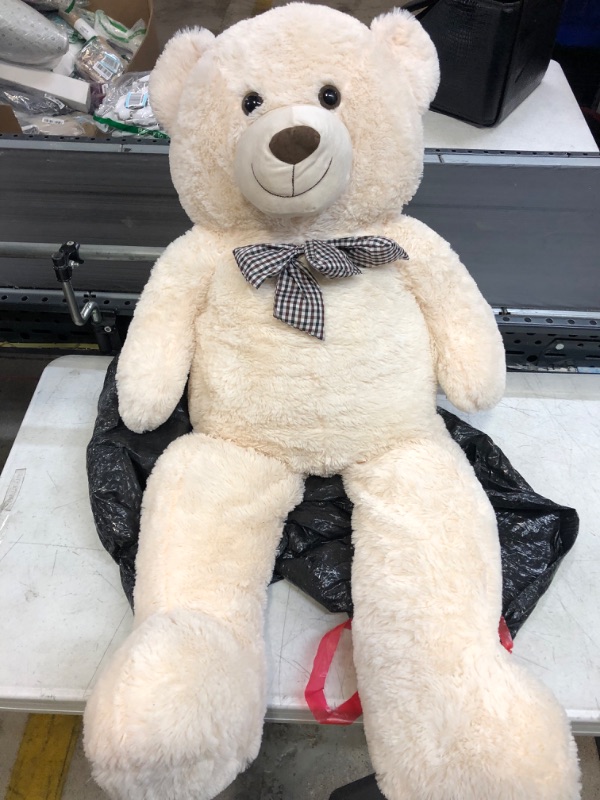 Photo 1 of Giant White Teddy Bear Stuffed Animals Plush Toy for Girlfriend Kids Christmas Valentine's Day Birthday 47 Inches
