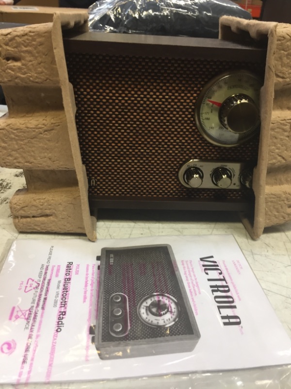Photo 2 of Victrola Retro Wood Bluetooth FM/AM Radio with Rotary Dial, Espresso