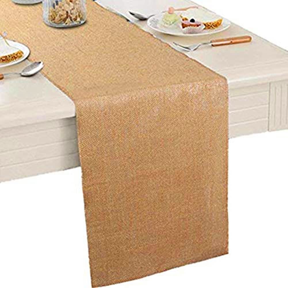 Photo 1 of 100% Natural Jute Burlap Table Runner 12"X108''- Rustic Wedding Party Decoration Table Runner Decoration - Dining Table Runner Roll - Kitchen Table Runner - Baby Shower Reception Jute Table Runner