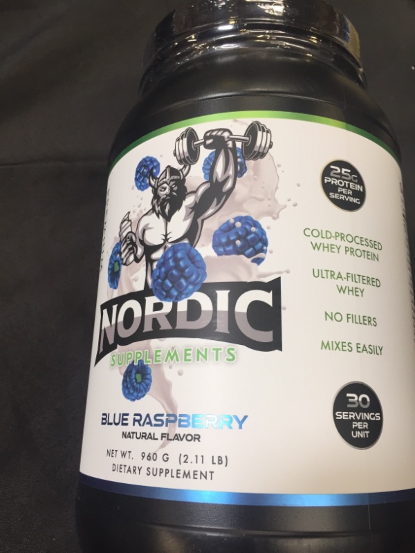 Photo 2 of Nordic Supplements Blue Raspberry Protein Powder Ultra Filtered Cold Processed Whey Protein Shake | Advanced Formula 25g of Protein 30 Servings
BB 12/2024