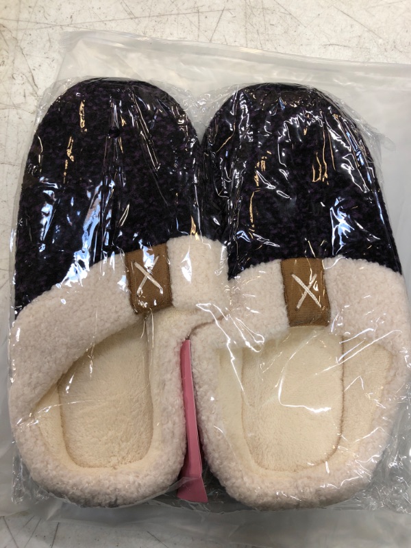 Photo 1 of ADULT SIZE LARGE BLACK AND PURPLE SLIPPERS 