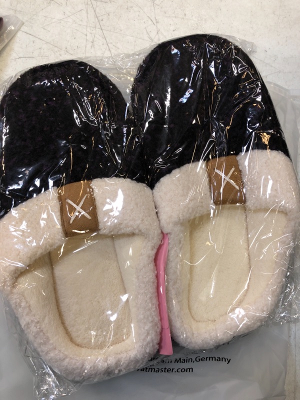 Photo 1 of ADULT BLACK AND PURPLE SIZE LARGE SLIPPERS 