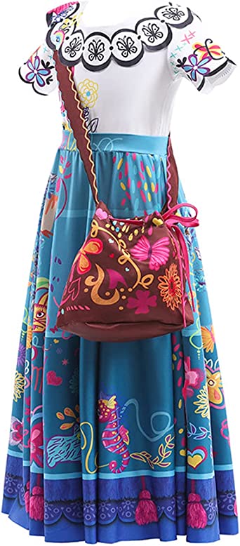 Photo 1 of Cosrea Mirabel Dress Costume for Girls Cosplay Princess Dresses Outfits With Bag for Halloween -- SIZE 8
