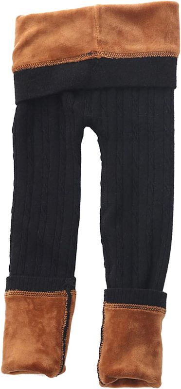 Photo 1 of Govc Kids Girls Winter Warm Velvet Leggings Stretch Cotton Cable Knit Fleece Lined Pants Tights - POSSIBLE SIZE 3T-4T
