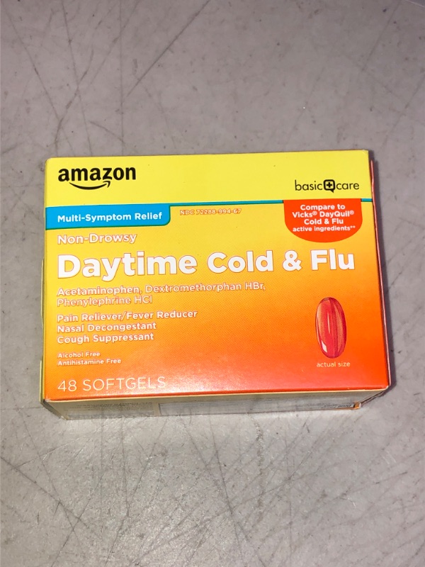 Photo 2 of Amazon Basic Care Daytime Cold and Flu Liquid Caps; Cold Care for Daytime Cold and Flu --- EXP 06/2024