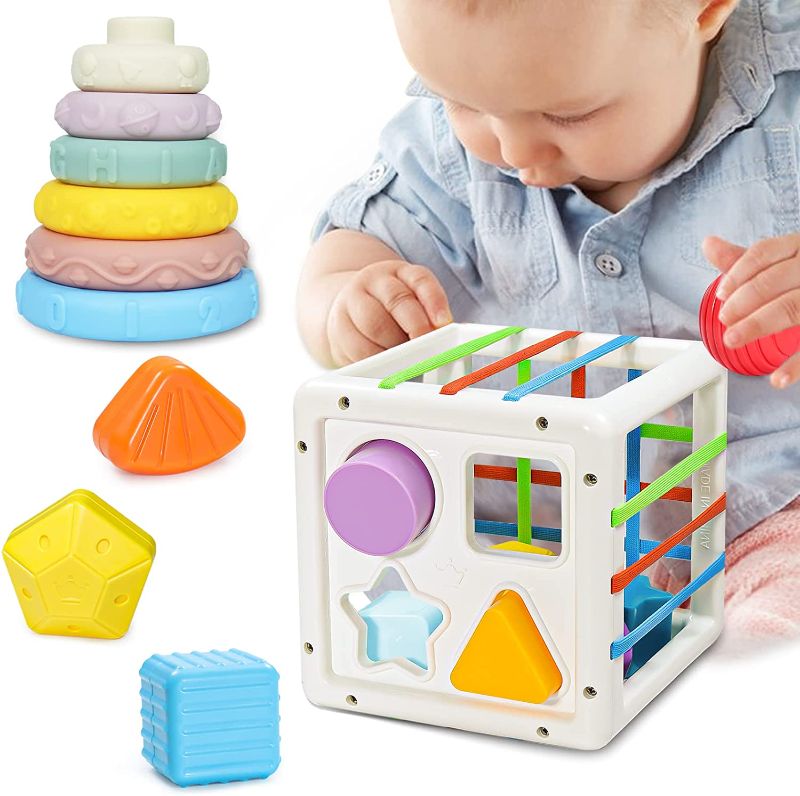 Photo 1 of Kidcia 2 in 1 Baby Toys 6-12-18 Months, Montessori Toys for 1 Year Old, Shape Sorter Learning Toys with 10 Pcs Sensory Blocks, Stacking Toys for Toddlers 1-3, Boy Girl Gifts for Birthday Christmas
++FACTORY SEALED++
