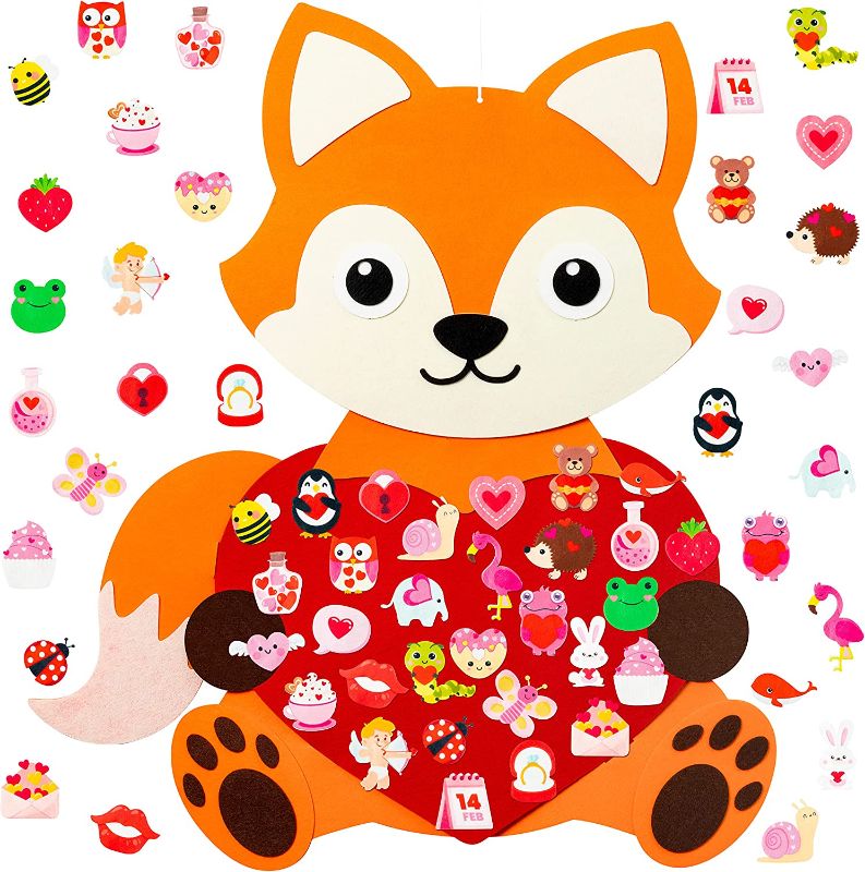 Photo 1 of WATINC Wedding Fox DIY Felt Kit 2.2FT Fox Love Heart Hanging Felt Craft with 28 Detachable Ornaments Engagement Bridal Shower Valentine’s Day Classroom Activities for Kid Party Supplies Decor for Wall
