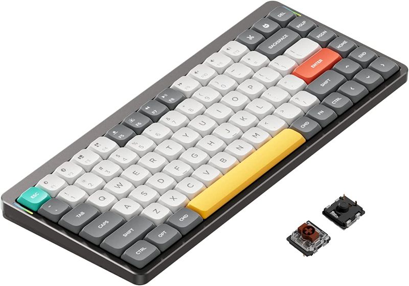 Photo 1 of nuphy Air75 Mechanical Keyboard, 75% Low Profile Wireless Keyboard, Supports Bluetooth 5.0, 2.4G and Wired Connection, Compatible with Windows and Mac OS Systems-Gateron Brown Switch
