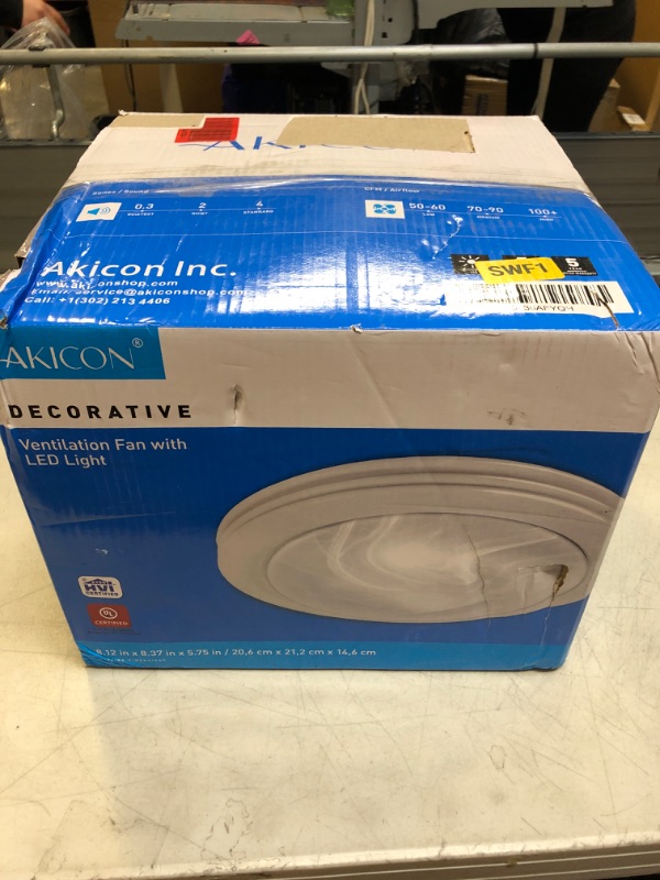 Photo 1 of Akicon Ultra Quiet Bathroom Exhaust Fan with LED Light 80CFM 2.0 Sones Round Bathroom Ventilation Fan with Frosted Glass Cover Satin White Finish (Satin White)
