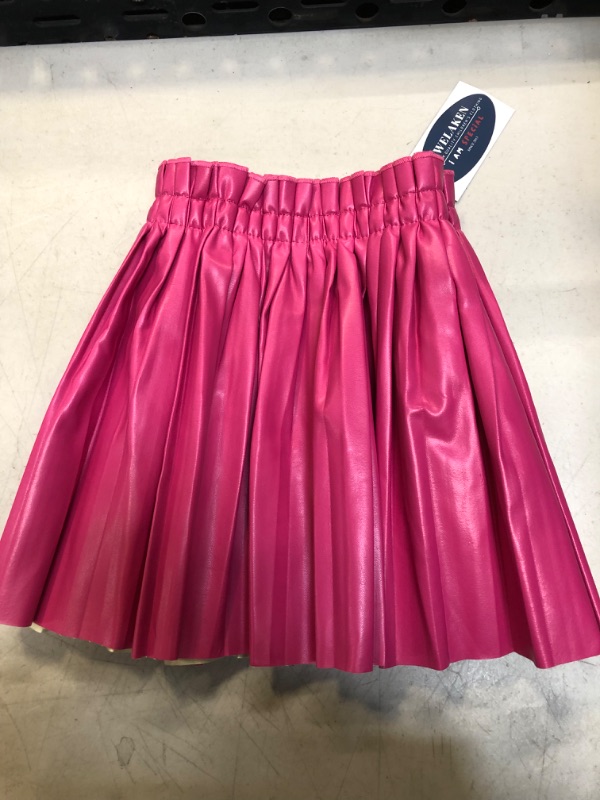 Photo 2 of WELAKEN Pu Leather Skirts for Girls Kids & Teen & Toddler & Women Faux Leather Pleated Skirts 8YRS
