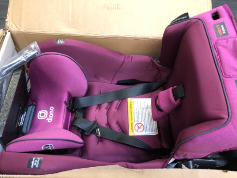 Photo 2 of Diono Radian 3RXT SafePlus, 4-in-1 Convertible Car Seat, Rear and Forward Facing, SafePlus Engineering, 3 Stage Infant Protection, 10 Years 1 Car Seat, Slim Fit 3 Across, Purple Plum 3RXT Safe+ Purple Plum