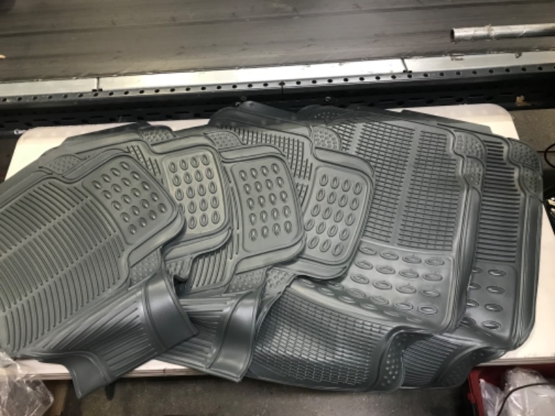 Photo 2 of Automotive Floor Mats Gray ClimaProof for all weather protection Universal Fit for most Cars, SUVs, and Trucks (Trimmable Heavy Duty 3 Row 4pc Full Set) FH Group F11306GRAY-3ROW Gray - 3 Row