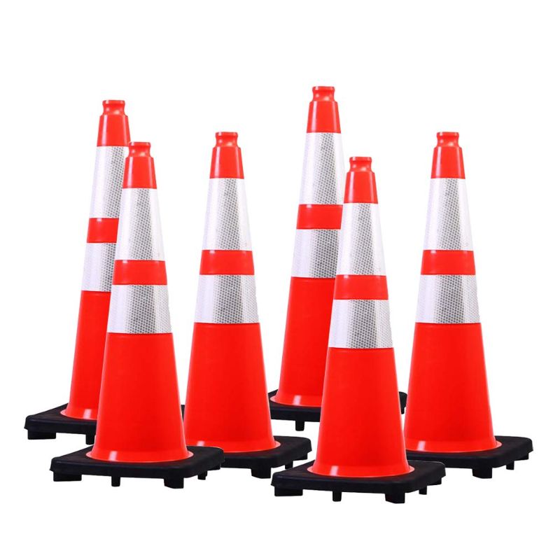 Photo 1 of (6 Cones) BESEA 28” inch Orange Safety Traffic Cones, Construction Road Parking Cone Structurally Stable, Crowd Control at Public Place.
