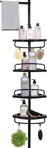 Photo 1 of 4-Tier Corner Shower Caddy Organizer for Bathroom Black 43"-122" W 4 Shelves
