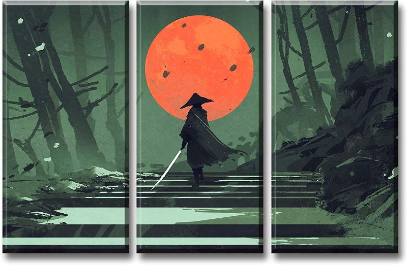 Photo 1 of Anime Wall Art Ninja Posters Canvas Painting 3 Piece Japanese Samurai Decor Boy's Beroom Modern Home Framed Ready To Hang 12X24Inchx3
