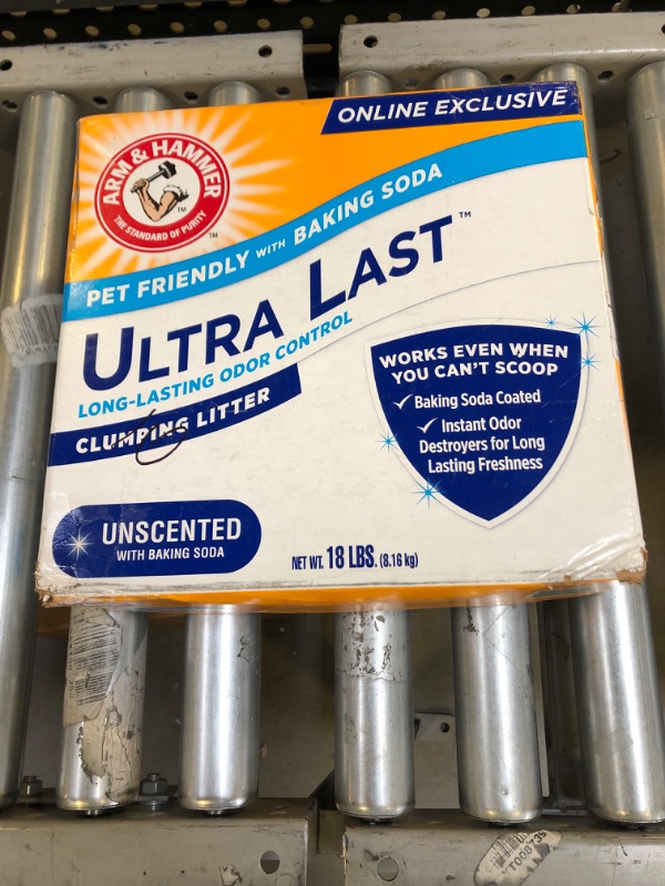 Photo 1 of Arm & Hammer Ultra Last Unscented Clumping Cat Litter, MultiCat 18lb, Pet Friendly with Baking Soda