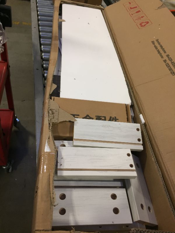 Photo 1 of Pmnianhua Floating TV Stand,47'' Wall Mounted Floating Media Console TV Entertainment Shelf Wall TV Cabinet with 4 Drawers for Bedroom Living Room (Greyish-White) Gray-white-47.79in