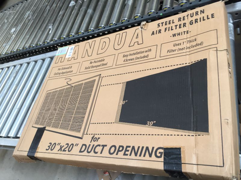 Photo 3 of 30"W x 20"H [Duct Opening Measurements] Steel Return Air Filter Grille [Removable Door] for 1-inch Filters | Vent Cover Grill, White | Outer Dimensions: 32 5/8"W X 22 5/8"H for 30x20 Duct Opening Duct Opening style: 30 Inchx20 Inch