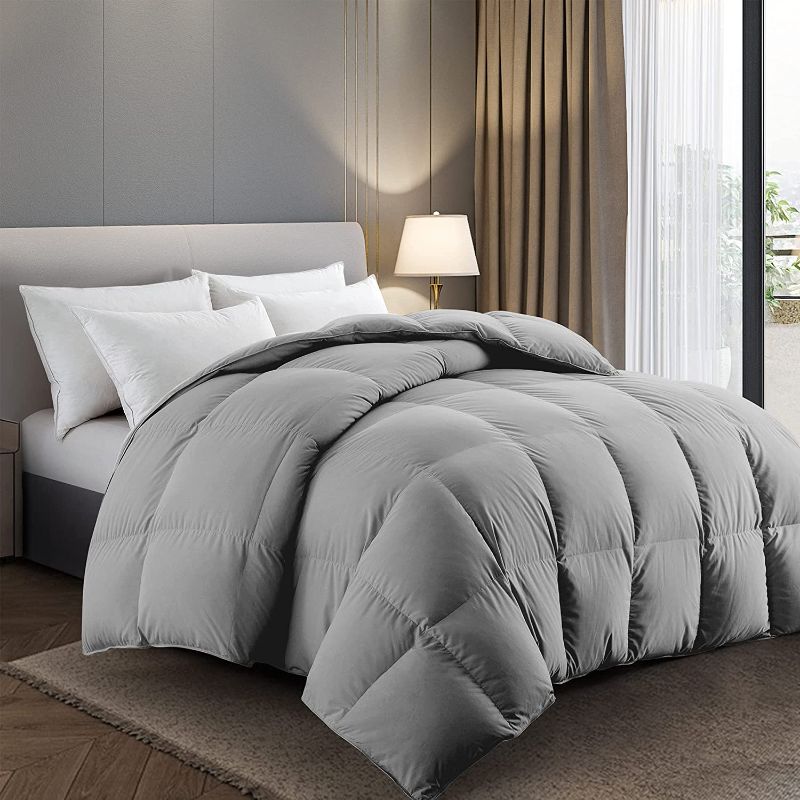 Photo 1 of 1pc---puredown® Feather Down Comforter King Size, All Season Duvet Insert Grey Comforter, Hotel Collection Comforter Fluffy(Dark Grey, 104x88)
